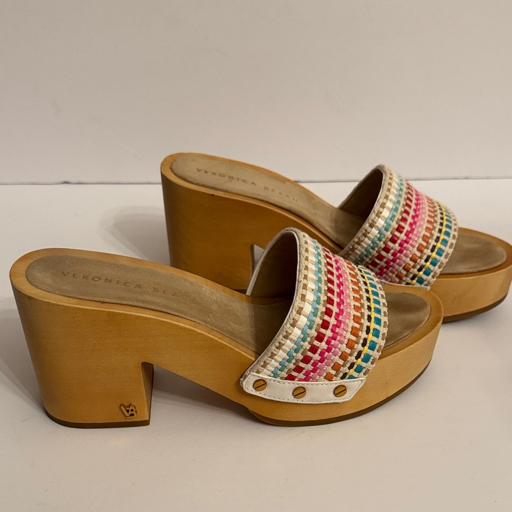 Veronica Beard 8-1/2 HannaLee Colorful Woven Clog Mules - Picture 6 of 16